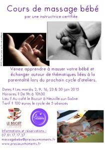 Cours de massage bébé Neuville sur Saône